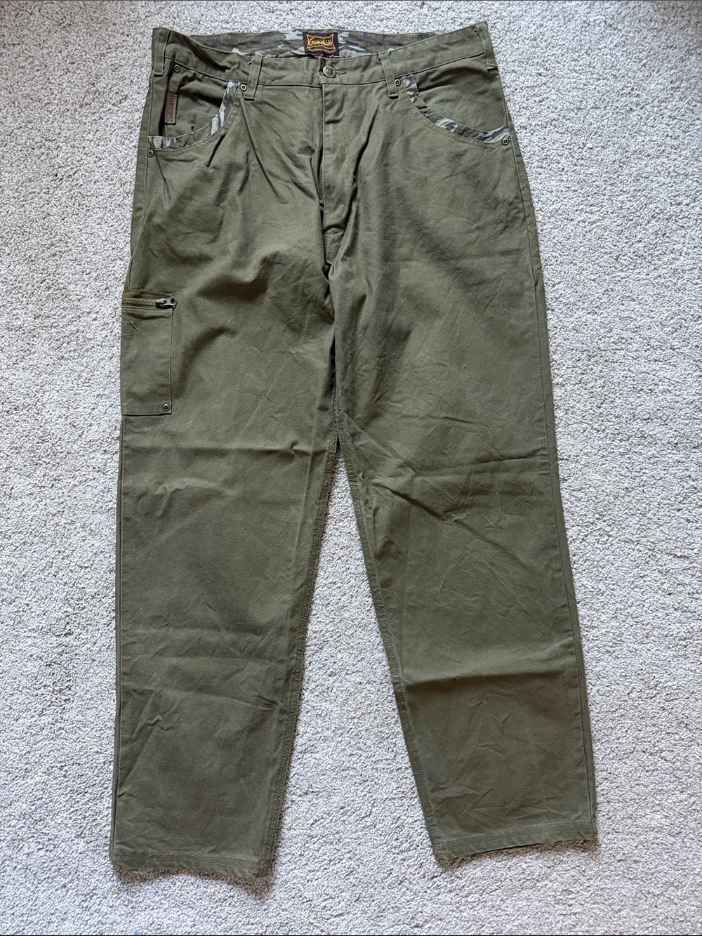 Gamehide Men's Canvas Utility Hunting Pants Olive Green Camo Trim 36
